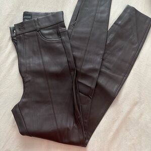 Zara Chocolate Brown Straight Leg  Faux Leather Pants